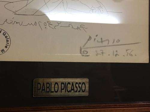 Original PICASSO gallery print - hand signed by Picasso in pencil in 1956 - COMES FRAMED